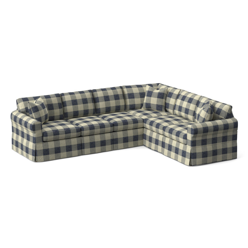 Bedford Upholstered Sectional, Blue Buffalo Check; 0120-61, Right Hand Facing