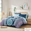 Ensemble d'édredon double avec draps en tartan bleu marine-122457014-122457016