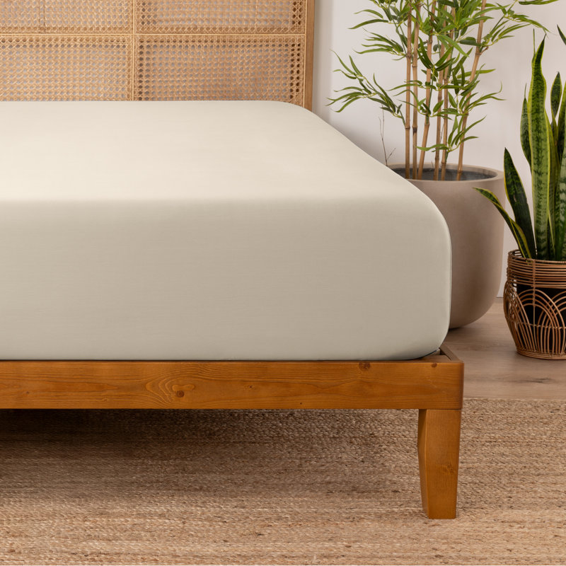 Drap-housse en rayonne de bambou, Sable, Drap-housse pour lit simple TG