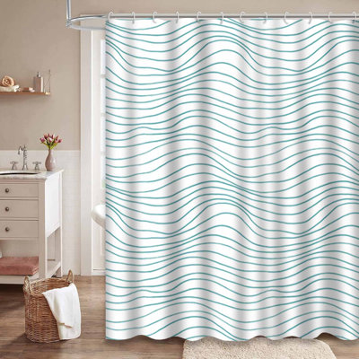 Rideau de douche à vagues bleues avec 12 crochets