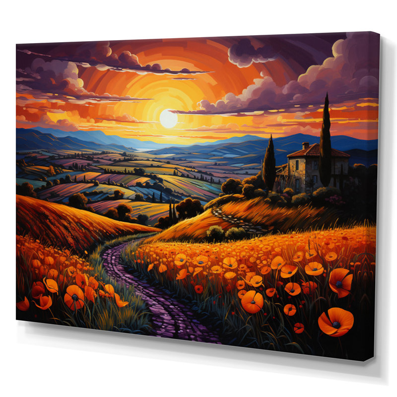 Italy Umbrian Sunrise - Italy Canvas Wall Art, H 30 po x l 40 po x P 1,5 po, Toile tendue