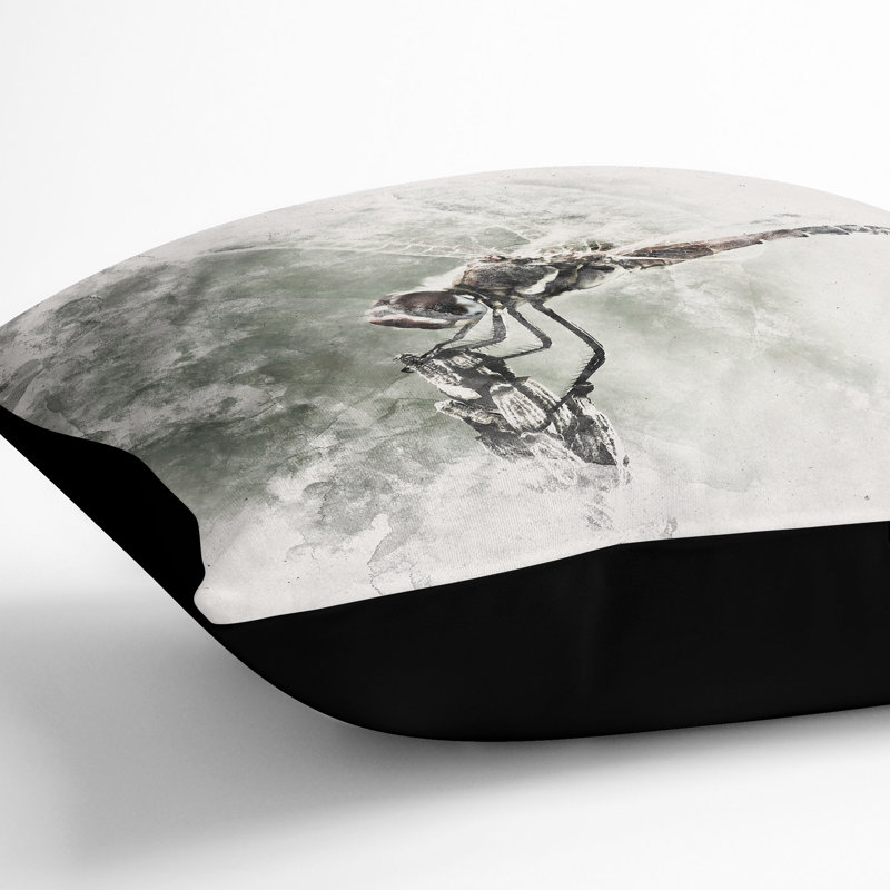 Perched Dragonfly Cushion with Filling, Black, 55cm H x 55cm W x 20cm D