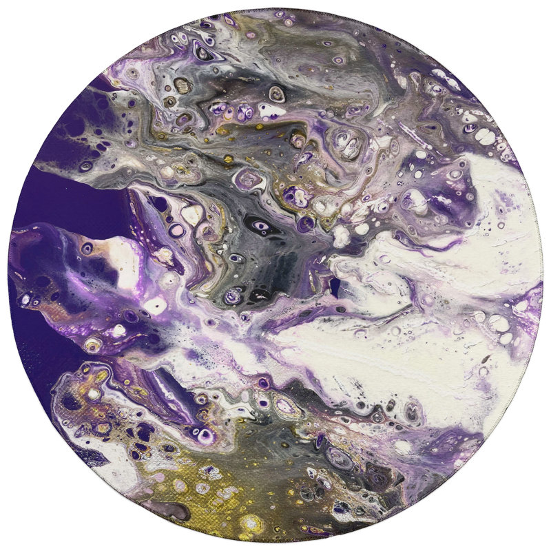 Chenille Washable Abstract Rug, Round 8'