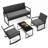 4-Person Wicker Patio Seating Group – Loveseat, Rocking Chairs & Coffee Table with Cushions-1738084811-1738084810