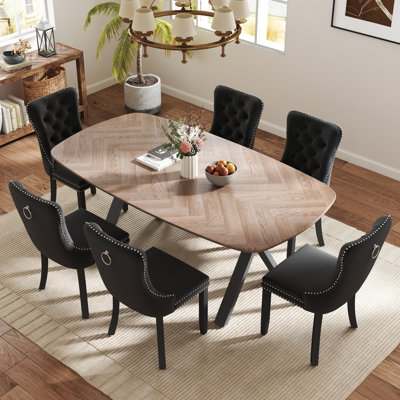 Rectangle Dining Set with Tufted Dining Chair