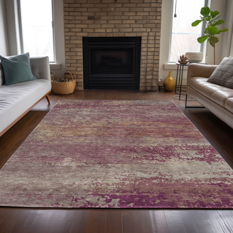 Tapis intérieur / extérieur abstrait Xhevrie, Rectangulaire 8 pi x 10 pi