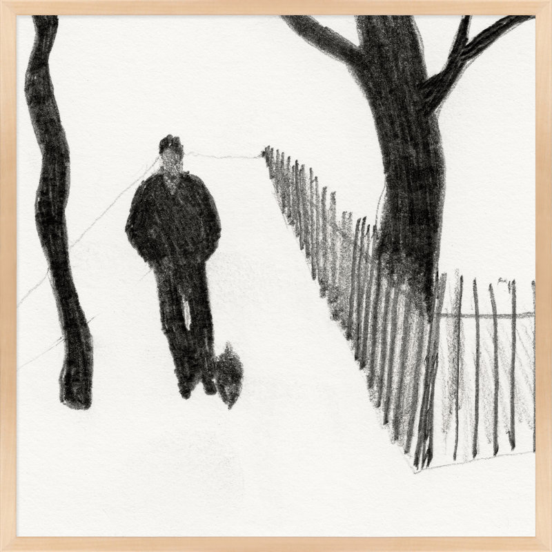 Walking The Dog Print by Simon Schneiderman, Brown, 30" H x 30" W x 1.25" D
