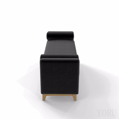 Banc de rangement en sherpa noir de 168 cm avec pieds en bois massif et 2 coussins cylindriques, banc multifonctionnel de bout de lit pour chambre, salon, entrée