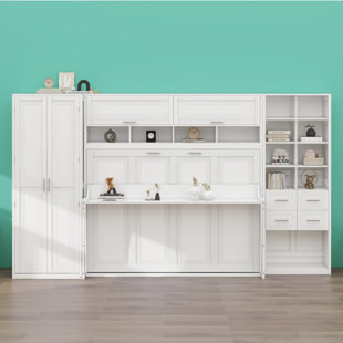 Lit escamotable Murphy avec placard, tiroirs et tablettes