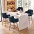 Tabourets de bar pivotants en chenille avec accoudoirs