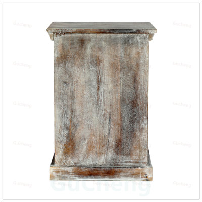 Handcrafted Mango Wood Nightstand with Drawer and Door, Distressed Boho Design for Bedroom or Living Room