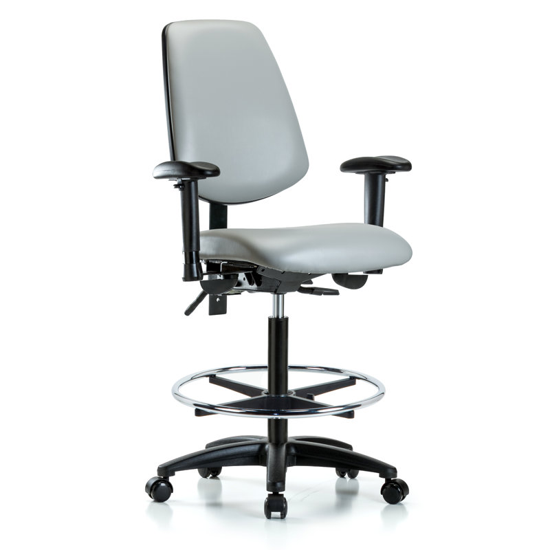 Beckett Vinyl Drafting Chair, Casters, Dove, Not Included