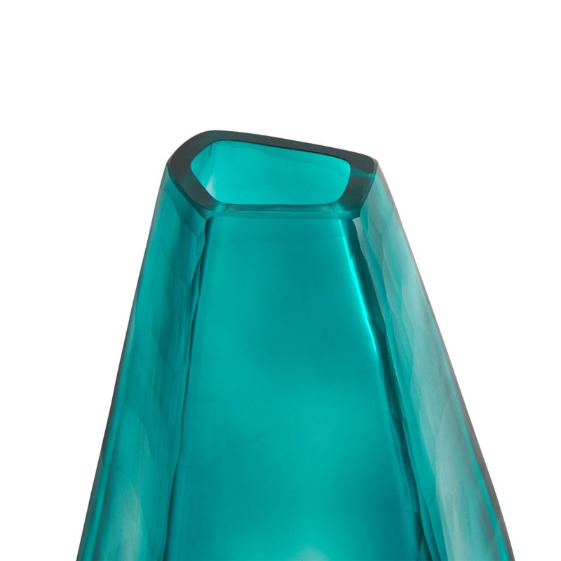 Asscher Handmade Glass Table Vase, Peacock