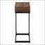 Table de bout en C avec tiroir de rangement, conception moderne pour les collations et les petits objets, plateau en stratifié brun, structure en métal noir-376045978-376045983