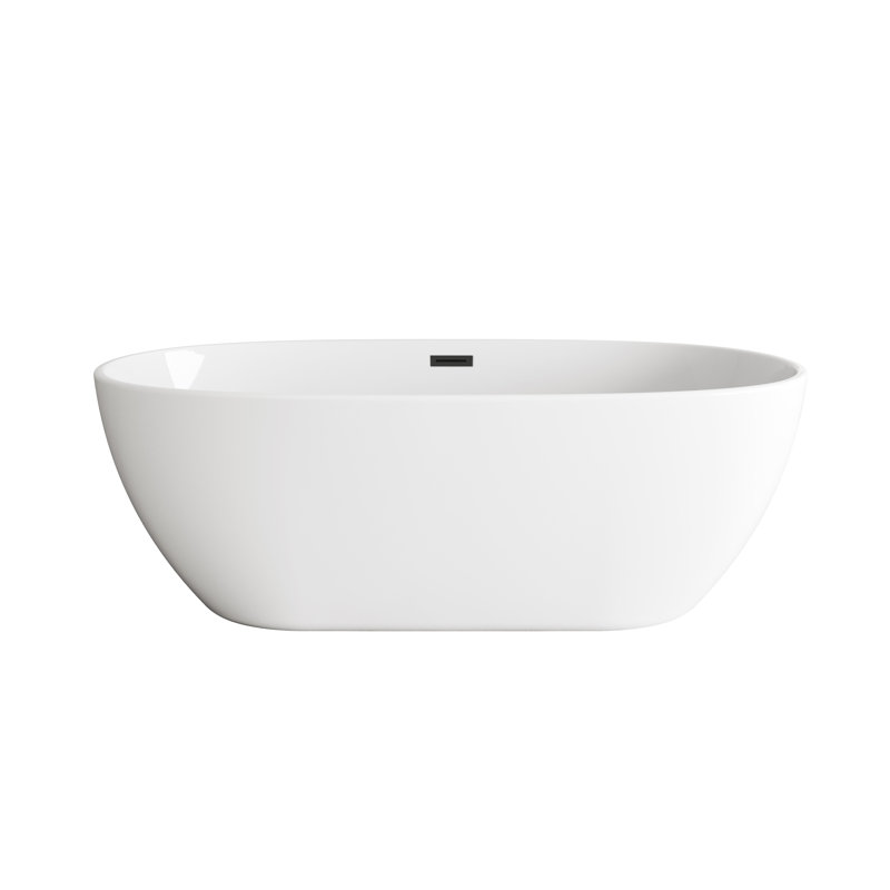 Cateisha 67'' x 30.7'' Soaking Acrylic Bathtub, Matte Black