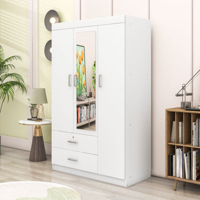 Wardrobe with 3-Door, Storage Drawers and Shelves by Ebern Designs