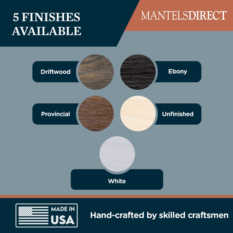 Modern Ember Vara Wood Mantel Shelf - 3 Inch Height - Variations in Grain and Natural Distressing, White Paint, 48"