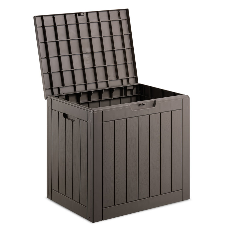 VonHaus 56.1cm W 118L Polypropylene Plastic Lockable Deck Box with Wheels in Grey