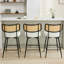 Tabouret de comptoir pivotant 26 po en similicuir rembourré avec dossier en rotin et structure en métal-2144153954-2144153964
