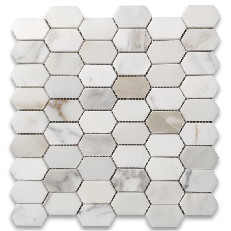 11" x 11" Marble Mosaic Wall & Floor Tile, Gray/White