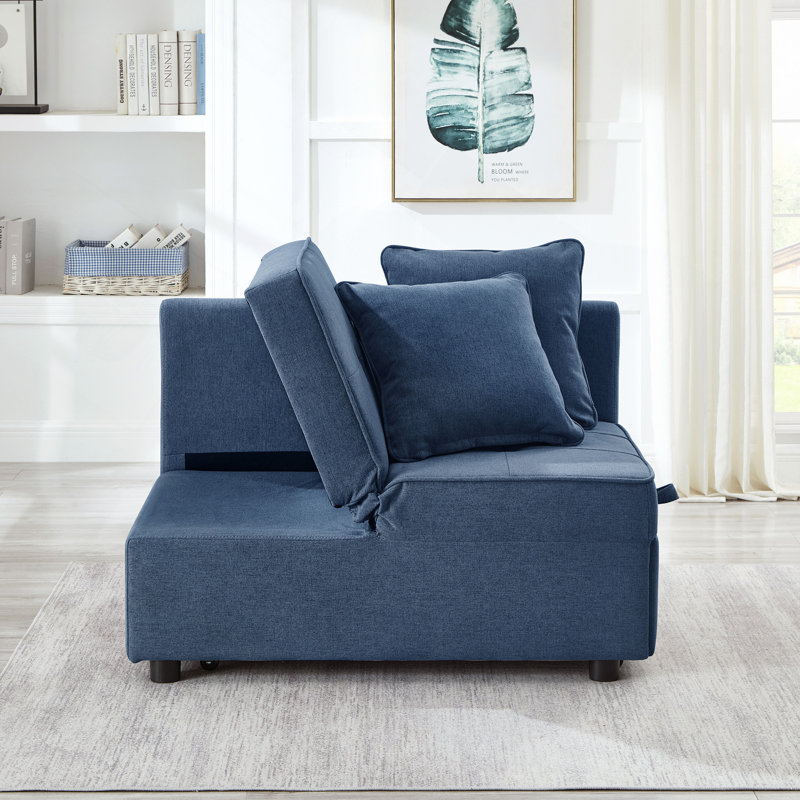 Canapé, fauteuil-lit, canapé-lit inclinable convertible 4 en 1 avec structure en bois robuste pour le salon, la chambre à coucher et le revêtement en polyester pour petit espace