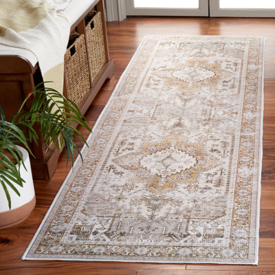 Carrew Machine Washable Non-Slip Area Rug in Beige & Gold