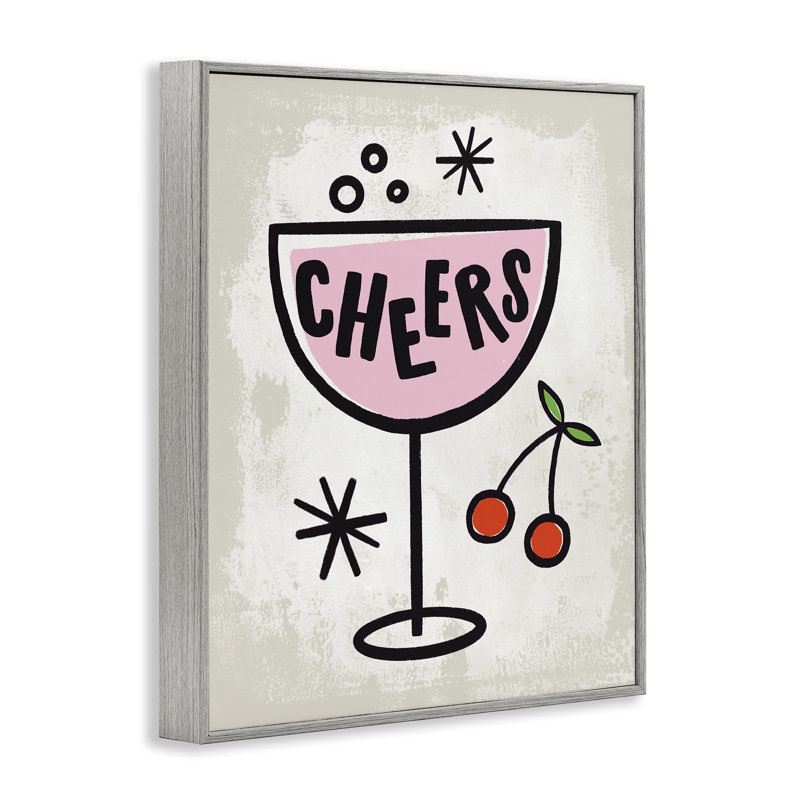 Cheers Drink & Cherries, art de la giclée encadrée, design par Nina Seven, H 20 po x l 16 po, Estampe numérique Farmhouse