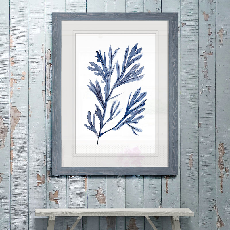 « algues under water i », reproduction d’image sur verre, H 32 po x l 44 po x 1,25 po, Encadré imprimé gris