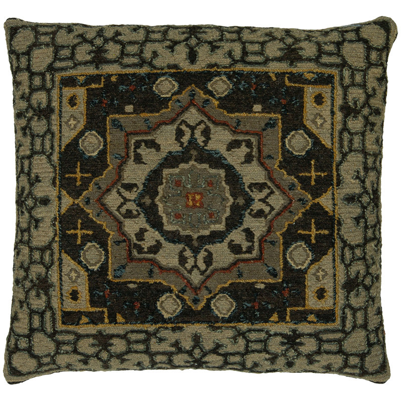 Java Wool Square Pillow Cover & Insert, Gray/Brown