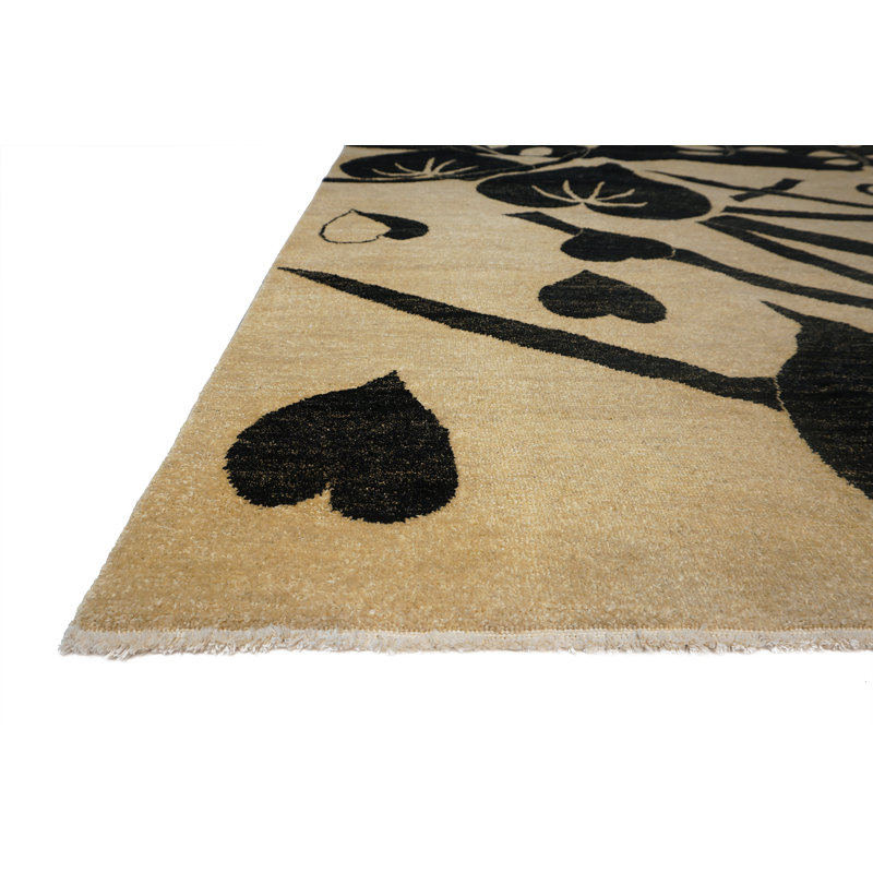 Whimsical Hand Knotted Wool Floral Area Rug, Rectangle 9' x  12'