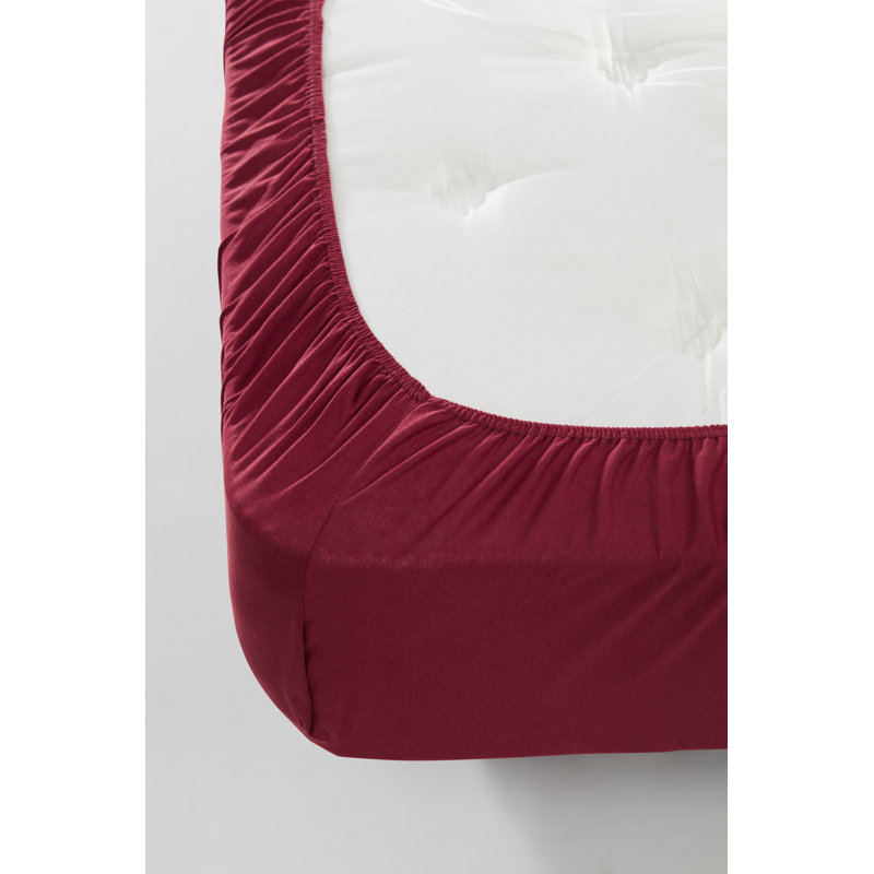 Drap-housse 100% coton, Rouge Bordeaux, 39 po x 79 po