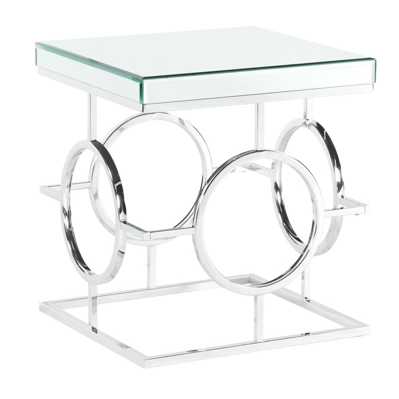 Fairhill Mirrored Glass Top End Table