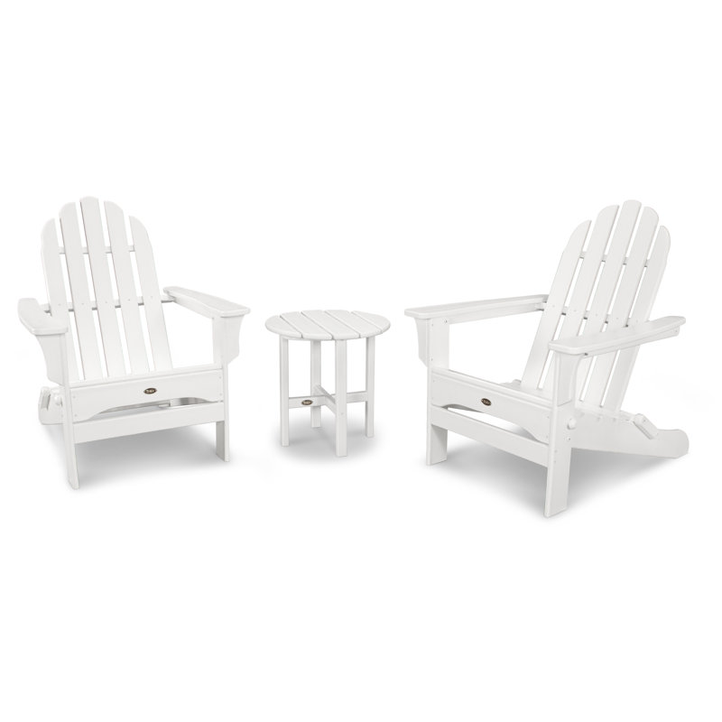 Ensemble Adirondack pliant POLYWOOD avec table d'appoint Cape Cod, Blanc classique