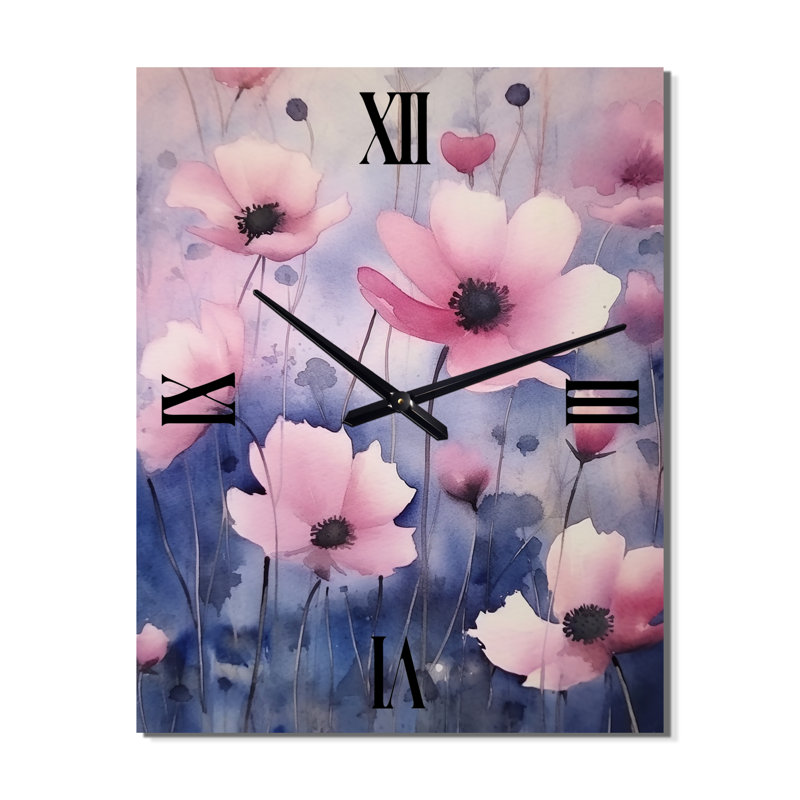Horloge murale rose et bleu Wilflowers, Médium