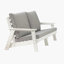 Causeuse avec coussin, canapé de jardin d'extérieur en grain de bois HiPS, blanc / gris