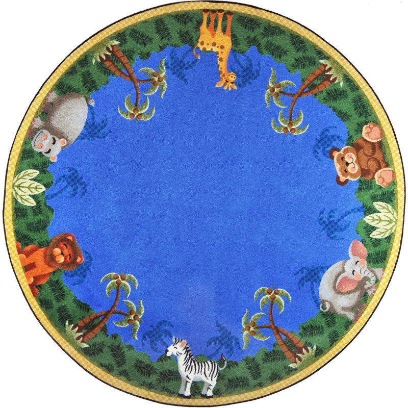 Tapis Just For Kids Jungle Friends, Rond 7 pi 7 po
