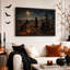 «Three Witches Harvesting Pumpkins Under Full Moon Halloween», art mural sur toile-1552491793