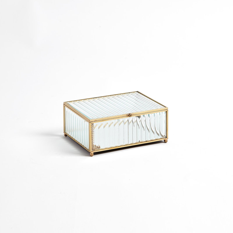 Boîte en verre Reeded-Transparent-Lg, H 3 po x l 6 po x P 7 po