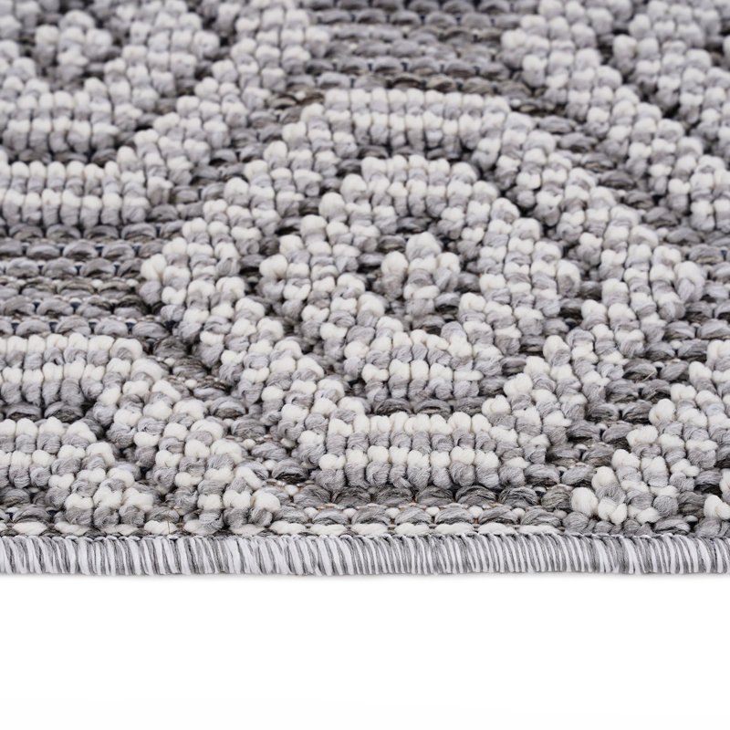 Loom & Grey/white Geometric Area Rug 2x8, Indoor/outdoor, Stain , Non-shedding, Pet-, Soft Medium Pile, , Easy Maintenance 2x8 Rug, Pattern, For Entryways, Graceful, And Pet Approved