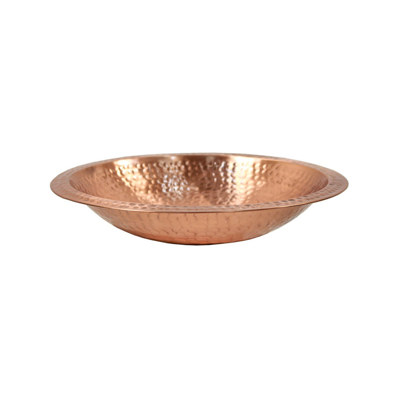 14" Hammered Polished Copper Birdbath Bowl