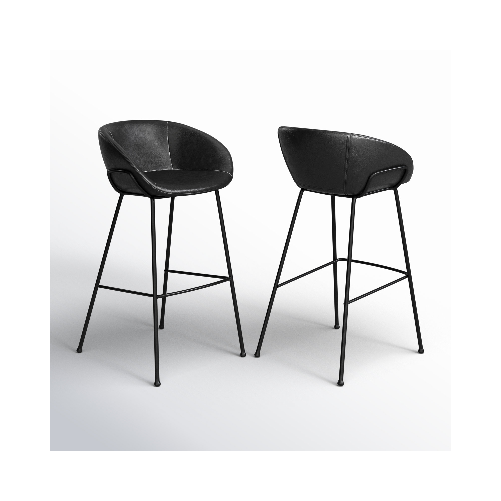 Ardea Leather Stool, Bar Stool (29.93" Seat Height), Dark Brown Faux Leather