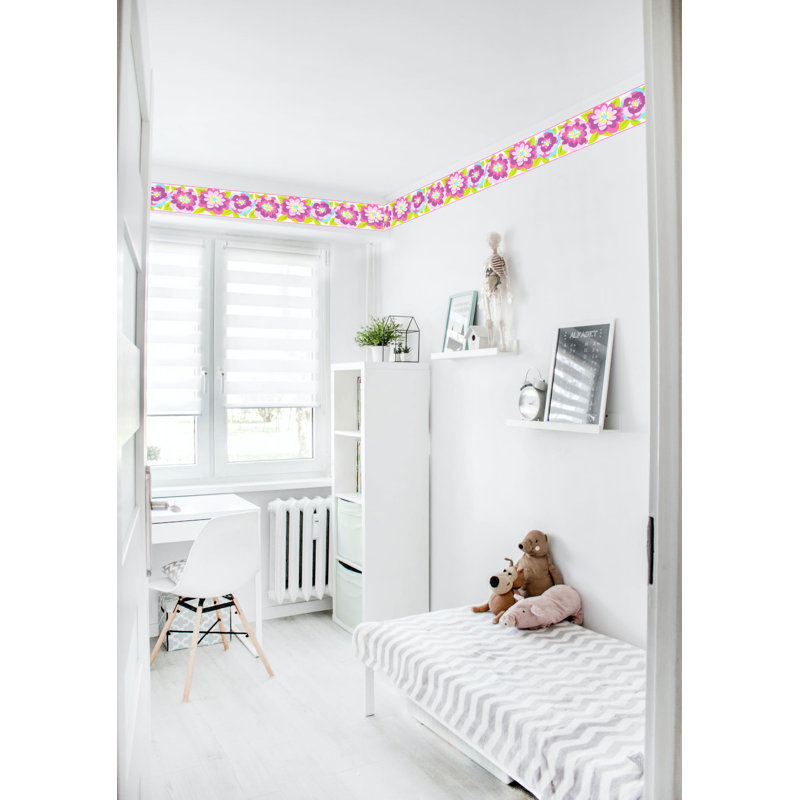 Bordure de papier peint L 15 pi x l 8,8 po Kaiyue, Rose / vert / mauve