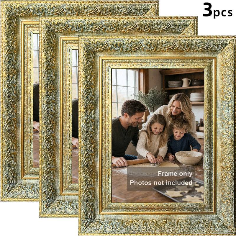Cadre photo sophistiqué doré antique 3 pièces pour photos et décorations 11 "x 14", Or antique, 3, L 11 po x H 14 po
