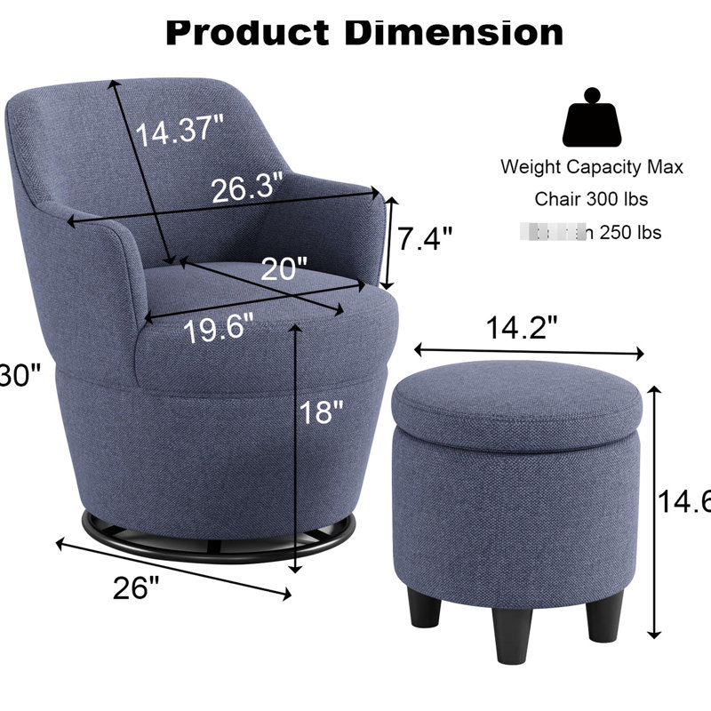 Chaise pivotante bleue à 360 ° avec coussin respirant, fabrication, pour salon réglable, Bleu