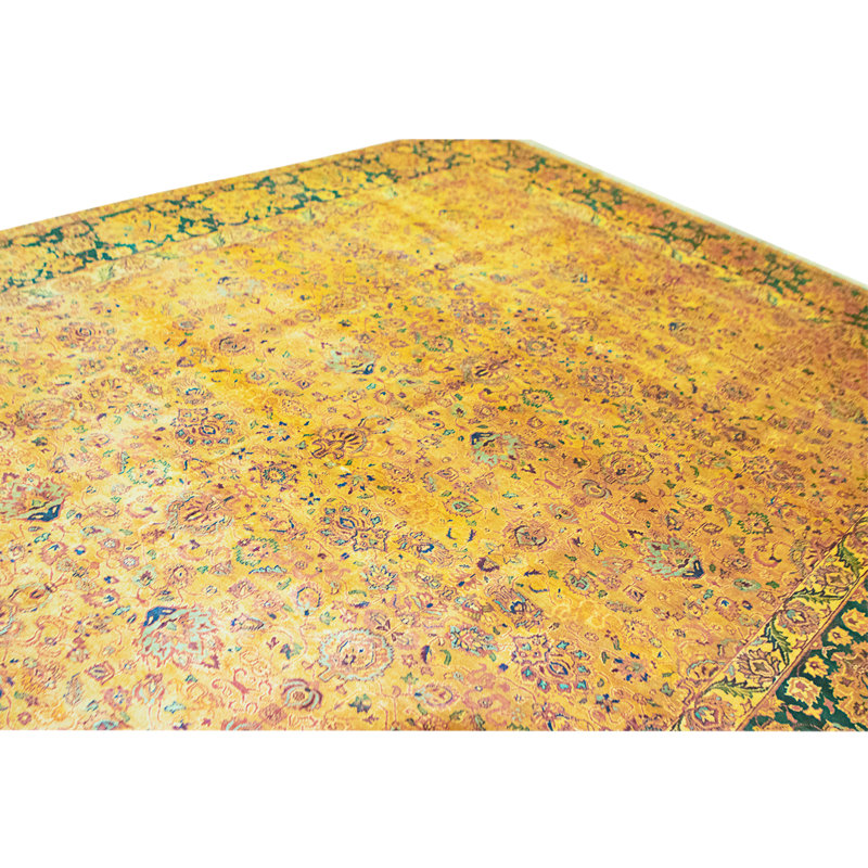 Hand Knotted Wool Area Rug in Gold And Red