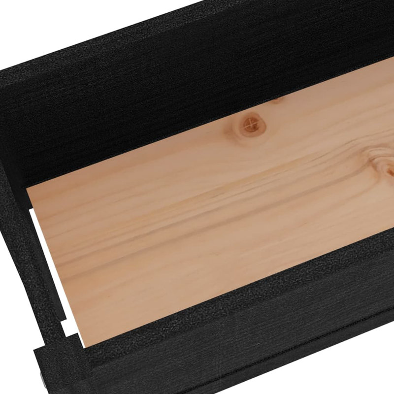Wood Pot Planter, Black, 27.6" H x 43.3" W x 12.2" D