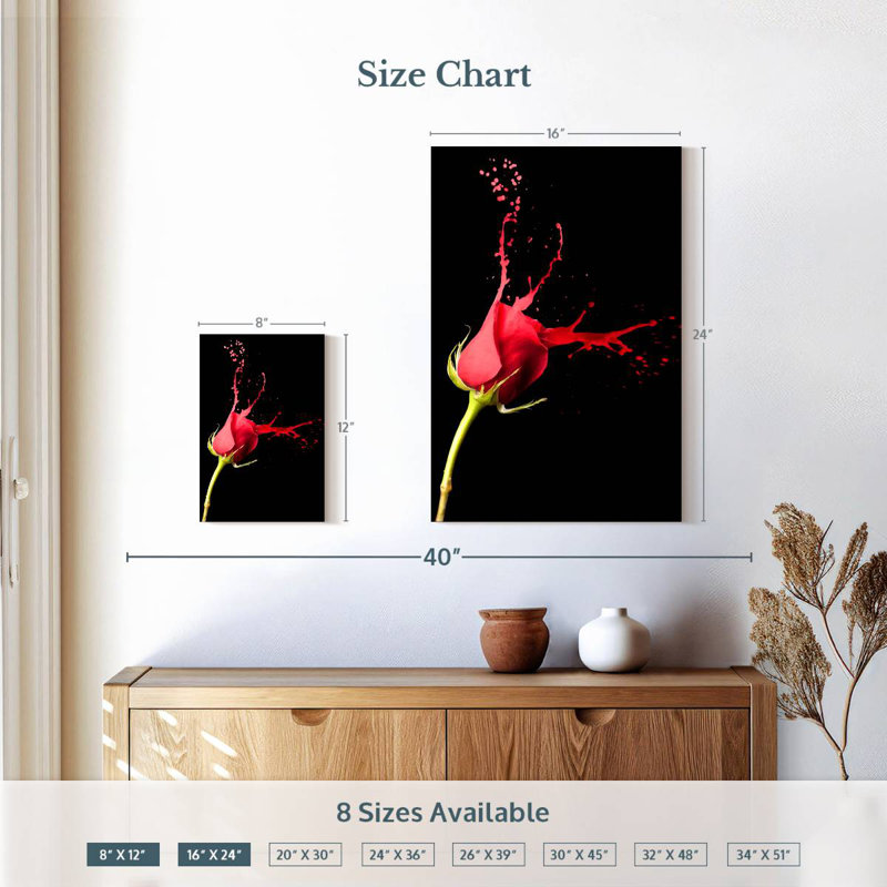 Harnek Red Rose Splash, 12" H x 8" W