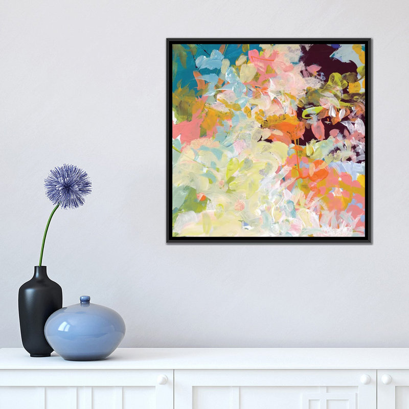 « lunaire freefall », impression sur toile, H 18 po x l 18 po x P 1,5 po, Toile encadrée noire, Pas de tapis