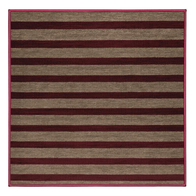 Machine Washable Horizontal Stripes Red Area Rug