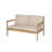 Outdoor Acacia Wood Loveseat With Coffee Table Light Teak Frame Beige Cushion